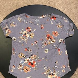 Maurices Purple Floral Short Sleeve Tee